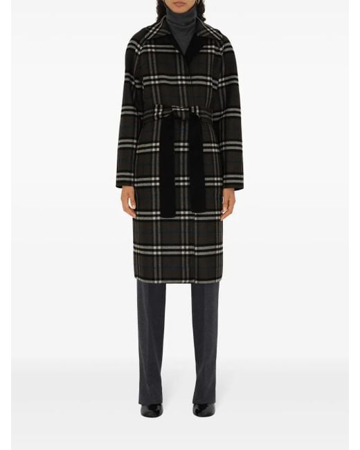Burberry Black Reversible Check Wool Wrap Coat