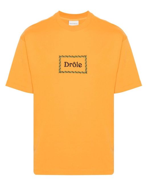 Drole de Monsieur T-Shirt mit Logo-Stickerei in Orange für Herren