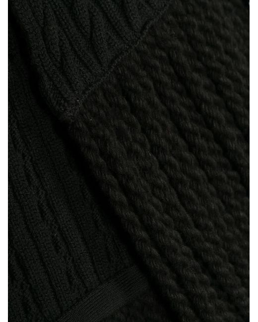 Roberto Cavalli Black Cable-Knit Wool Scarf for men