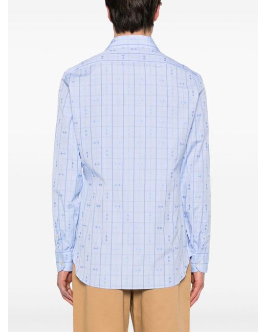 Gucci Katoenen Overhemd Met Horsebit Detail in het Blue voor heren