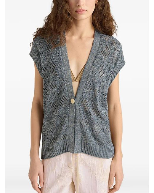 Momoní Blue Pedro Diamond-Pattern Vest