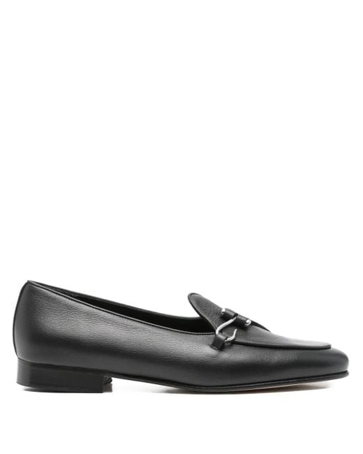 Edhen Milano Gray Buckle-Detail Leather Loafers for men