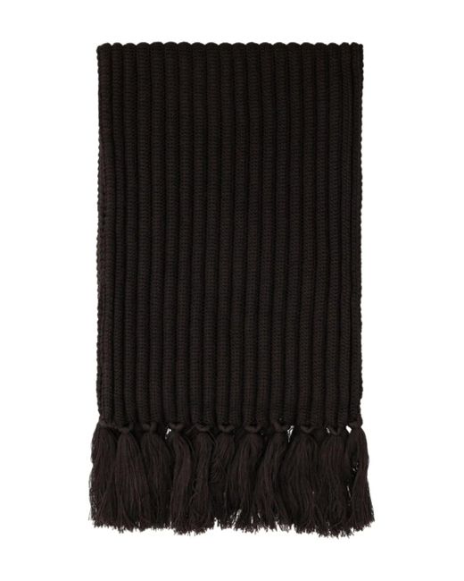 Tagliatore Black Ribbed Tassel Scarf for men
