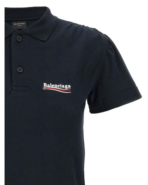 Balenciaga Black Logo Embroidery Polo Shirt