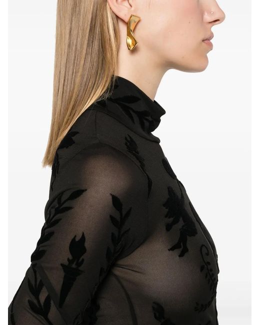 Casablanca Black Devoré-Effect Bodysuit