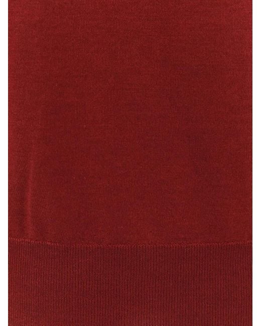 Brunello Cucinelli Red Round-Neck Cashmere Sweater for men