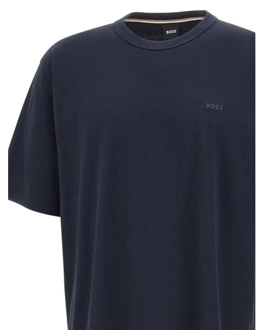 T-Shirt Girocollo Con Ricamo di Boss in Blue da Uomo