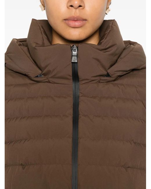 Herno Brown Hooded Quilted Jacket