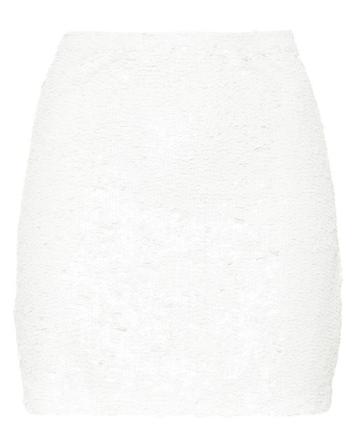 P.A.R.O.S.H. White Sequin-embellished Mini Skirt