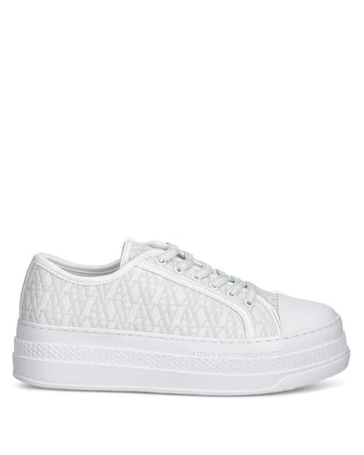 ARMANI EXCHANGE White Logo-Pattern Platform Sneakers