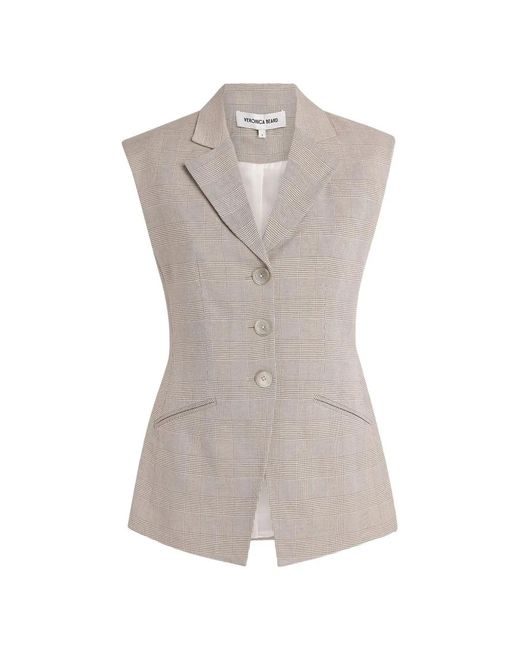 Veronica Beard Gray Sorenne Prince Of Wales Check Waistcoat