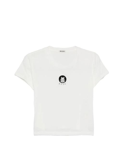 Bode White T-Shirt À Patch Chat