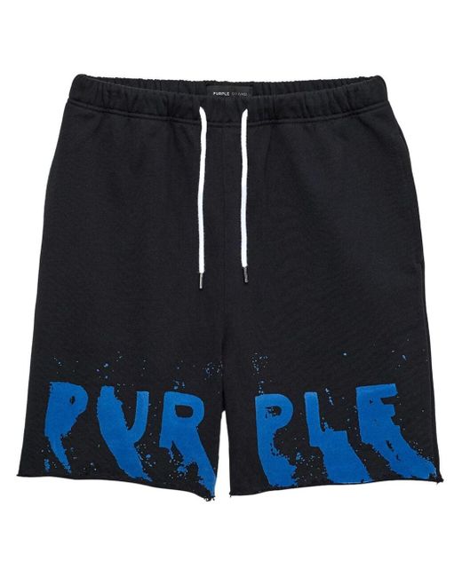 Purple Brand Blue Logo-print Cotton Shorts for men