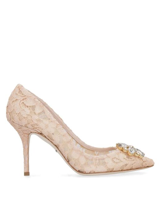 Dolce & Gabbana Pink Bellucci Lace 90mm Pumps