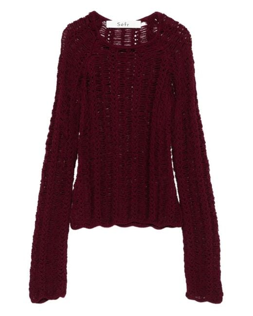Séfr Red Open-Knit Sweater