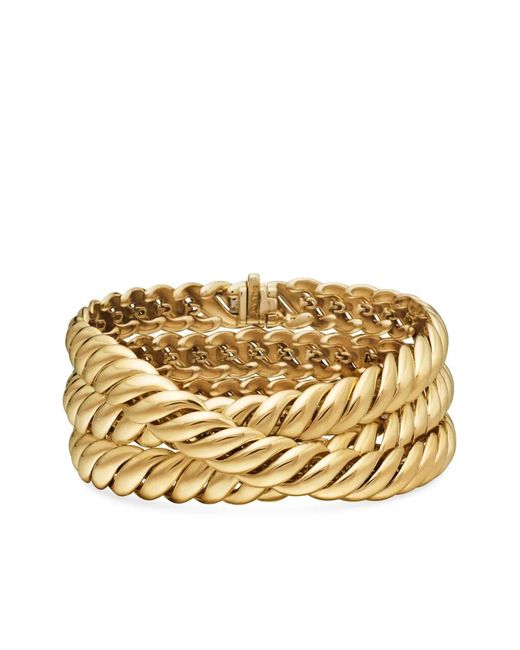 David Yurman Metallic 18Kt Sculpted Cable Triple Wrap Bracelet (8.5Mm)