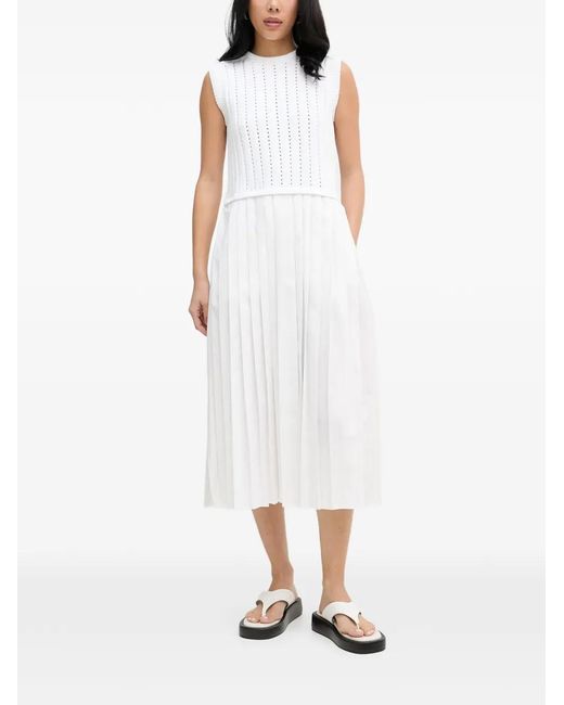 Iceberg White Pleated Midi Dress