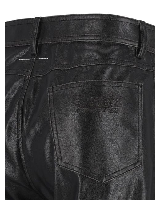 MM6 by Maison Margiela Black Leather-Effect Trousers for men