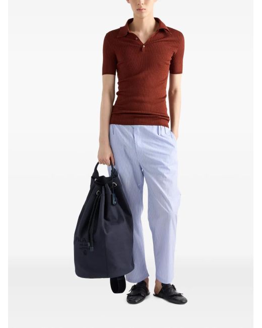 Prada Blue Canvas Drawstring Duffle Bag for men