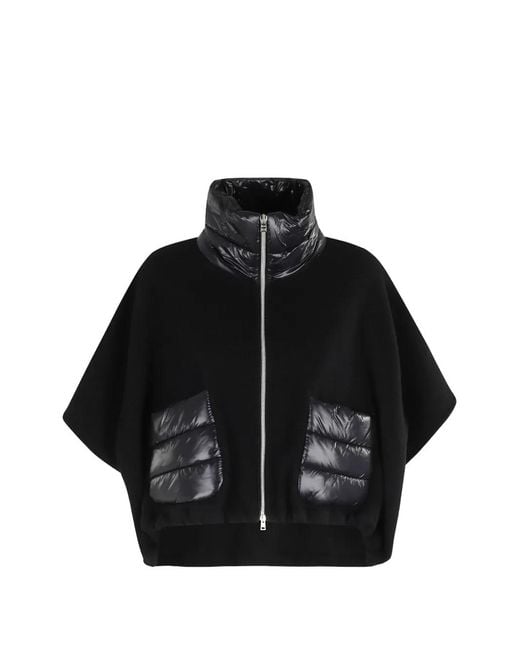 Herno Black Padded-Panel High-Neck Coat