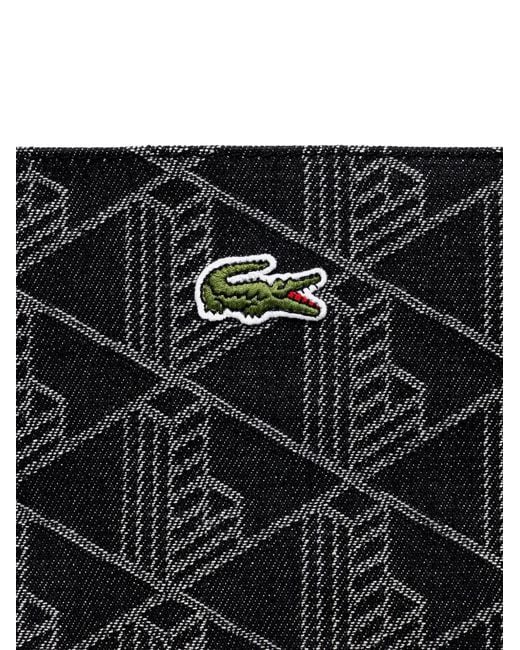 Lacoste Black Jacquard Logo Tote Bag