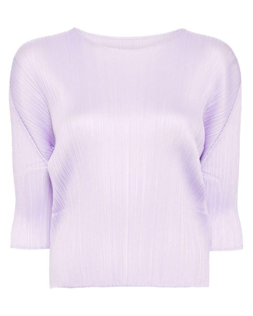 Monthly Colors: April pleated T-shirt di Pleats Please Issey Miyake in Purple