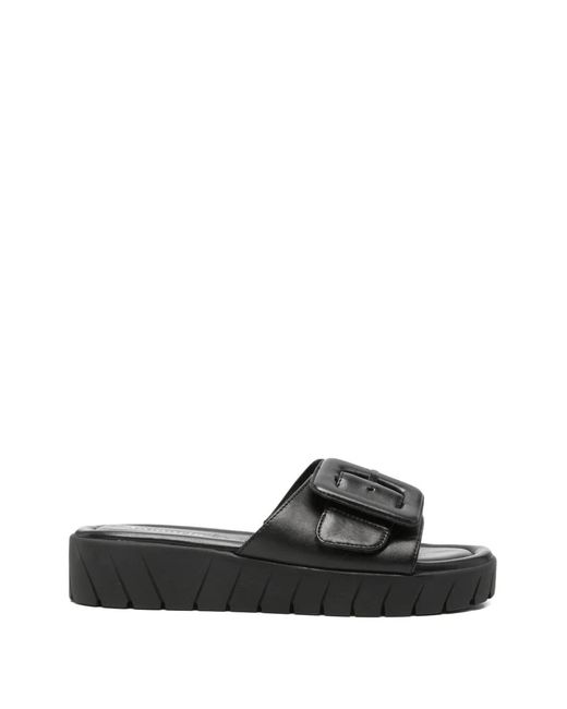 Tamaris Black Buckle-Detail Flatform Sandals