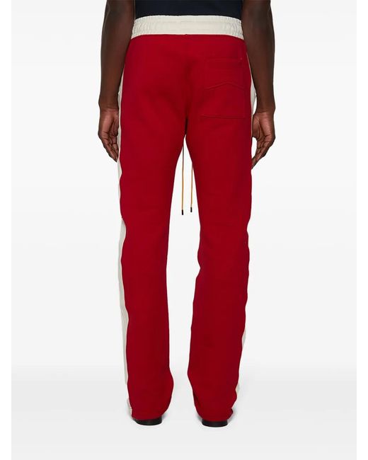 Rhude Red Logo-Print Cotton Track Pants for men