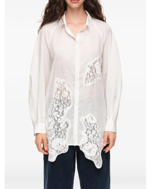 Bimba Y Lola White Ivory Oversize Lace T-Shirt