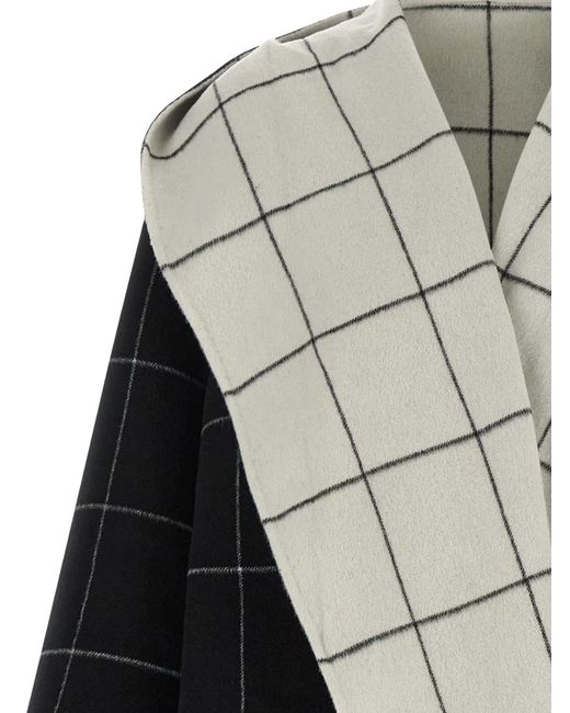 Totême Black Check-Pattern Hooded Coat