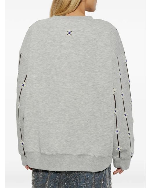 Munthe Gray Vesicle Floral-Embellished Sweatshirt