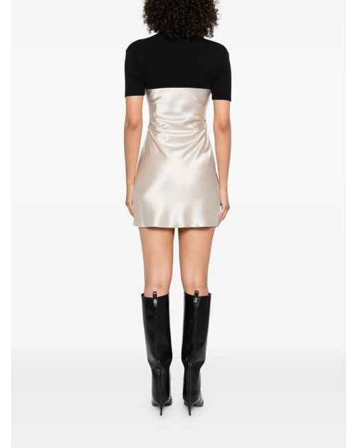 Nanushka Black Minikleid mit Satineinsätzen