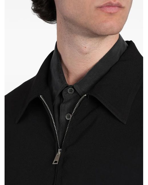 Grifoni Black Casual Zip-Up Collared Jacket for men