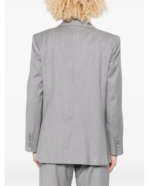 Blazé Milano Gray Double-Breasted Curved-Pocket Blazer