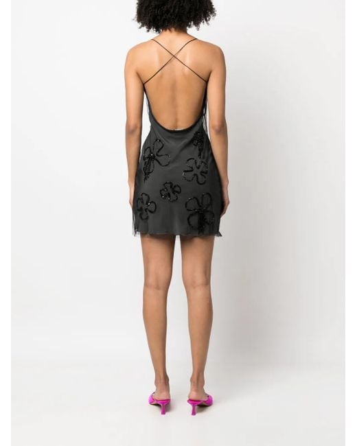 Gcds Black Patrick-Embellished Tulle Mini Dress