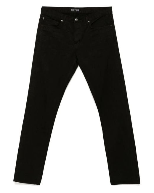 Tom Ford Black Compact Twill Slim-Fit Jeans for men
