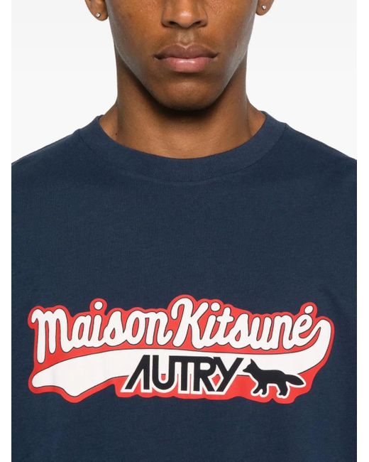 Autry Blue T-Shirt Kitsune for men
