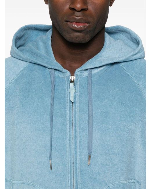Tom Ford Terry-cloth cotton hoodie in Blue für Herren