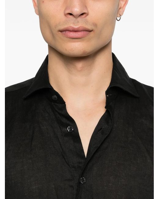 Barba Napoli Black Long-Sleeve Shirt for men