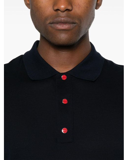 Kiton Black Piqué-Weave Cotton Polo Shirt for men