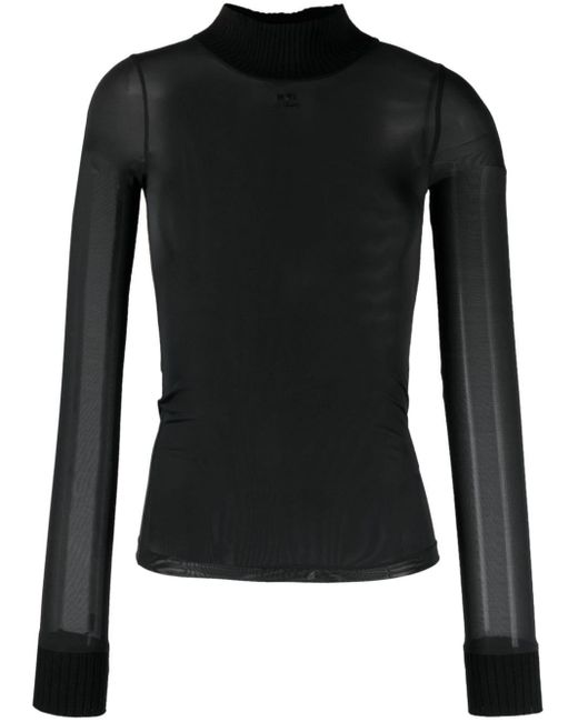 T-shirt Reedition Second Skin à logo brodé Courreges en coloris Black