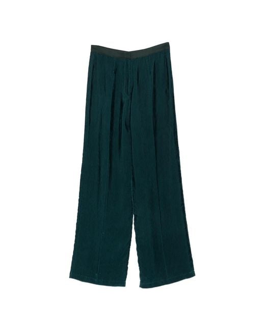Forte_forte Green Ribbed-Velvet Wide-Leg Trousers