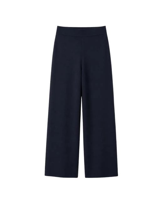 Max Mara Blue Wide-Leg Darted Trousers