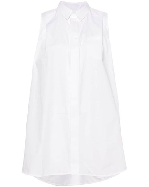 Robe-chemise évasée en popeline Sacai en coloris White