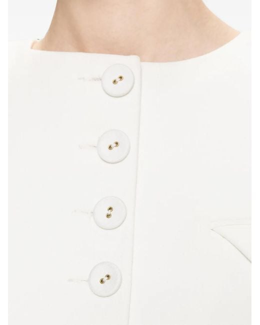 Nissa White Buttoned Cropped Jacket