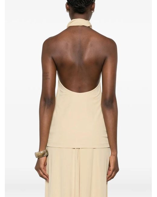 Totême White Twisted Halterneck Top