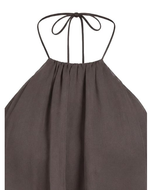 The Sei Brown Ruffled Halterneck Top