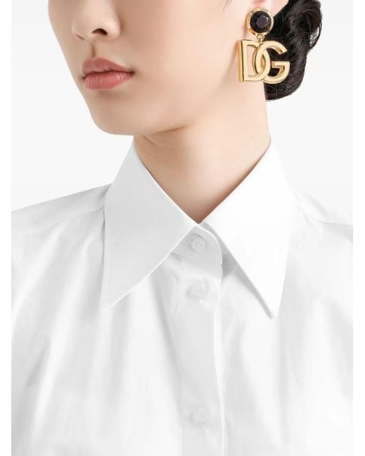 Dolce & Gabbana White Hemd Mit Spitzem Kragen