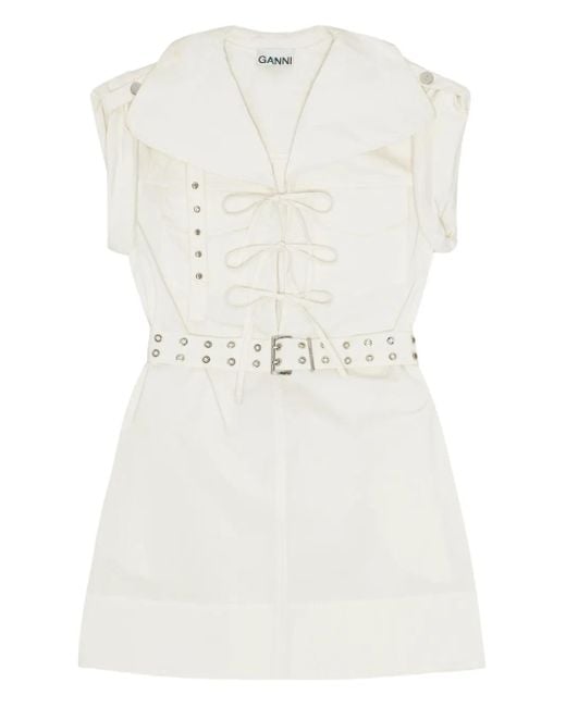 Ganni ベルテッド ドレス White