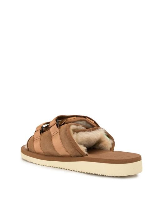 Suicoke Brown Flat Touch Strap Sandals for men